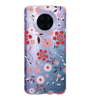 Huawei Mate 30 Uyumlu Kapak Flowers Tasarımlı Şeffaf Silikon Kılıf