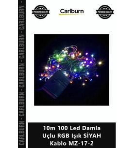 Özel Üretim Dekoratif Animasyonlu Şık Kaliteli 10m 100 Led Damla Uçlu RGB Işık SİYAH Kablo MZ172
