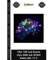 Özel Üretim Dekoratif Animasyonlu Şık Kaliteli 10m 100 Led Damla Uçlu RGB Işık SİYAH Kablo MZ172