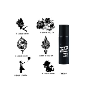 Sevimli Modeller Spray Tattoo Geçici Dövme Seti Dark Siyah Sprey