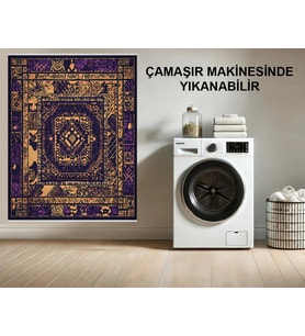 Makine Kaymaz Yıkanabilir Bohem Salon Halısı Mutfak Halısı Koridor Halısı Yolluk 4691