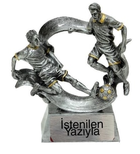 2 Futbolcu figürlü ödül heykeli(istenilen yazıyla)