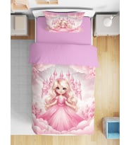 Masal Prensesi 3d Dijital Baskılı Tek Kişilik Nevresim Takımı Kız Çocuk Genç Odası (Pudra Pembe)