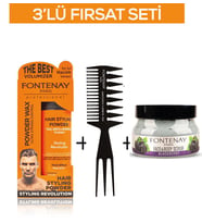 Fontenay Pudra Toz Wax Turuncu 20gr +Şekil Tarağı 034+ Face And Body Scrub Böğürtlen 350ml 3'Lü Set