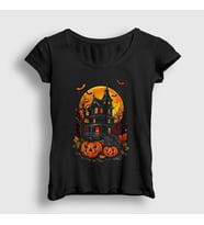 Presmono Kadın Siyah Haunted House Halloween Cadılar Bayramı T-Shirt 500628tt