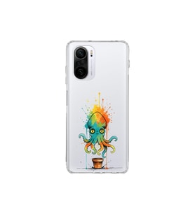 Redmi K40 ile uyumlu Splash ahtapot tasarımlı şeffaf silikon kılıf