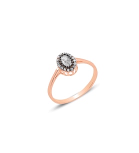 Söğütlü Silver Gümüş rose elmas montürlü oval yüzük.