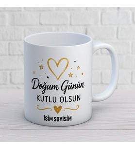 Kişiye Özel Doğum Günün Kutlu Olsun Baskılı Kupa, İsim Soyisim Yazılı Doğum Günü Hediyesi
