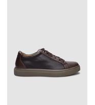 %100 Hakiki Deri Kahverengi Bağcıklı Erkek Sneaker