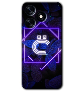Tecno Spark 10 Pro Kılıf HD Desen Baskılı Kılıf - Dark Neon Yaprak Ö Harfi