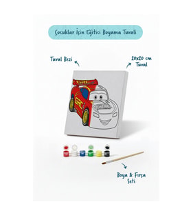 Şimşek Kırmızı Yarış Arabası Şövalesiz Boya Seti 20x20