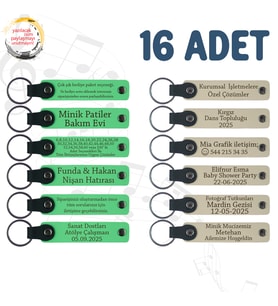 F Yeşili & S Kahve, Kına Gecesi Misafirlerine Özel Anı, 16’li Set, İsim Yazılı Anlamlı Hediyelik