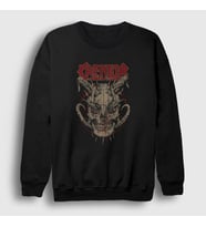 Presmono Unisex Siyah Skull Kreator Sweatshirt