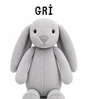 35 cm Uyku Arkadaşı Tavşan – Toscana Kumaş - Gri