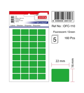 Tanex Etiket Ofc-110 Yeşil 10 lu 2 paket