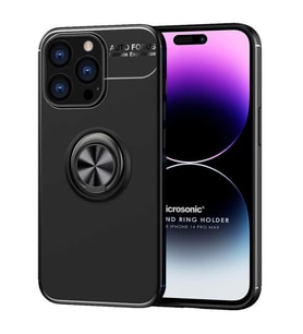 Microsonic Apple iPhone 14 Pro Max Kılıf Kickstand Ring Holder Siyah