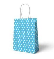 Mavi Puanlı Büküm Saplı 6 Adet Hediye Çantası 22 x 24 cm