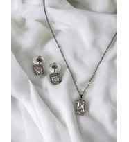 Baget Model Kolye Küpe Set (Gümüş)
