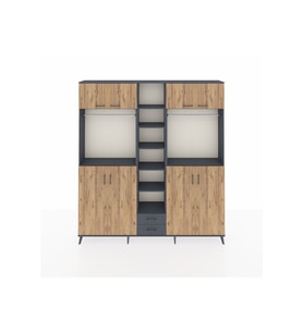 Arges Dolap 14 Raflı 2 Çekmeceli 2 Askılı 220x30x243 Antrasit-Çam/Antrasit