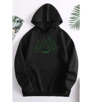 Unisex Green Angel Fire Sweatshirt (Siyah)