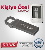 Kişiye Özel 32 GB Usb Bellek Hediyelik Usb Flash Bellek Şık + Metal Kutulu (Füme)