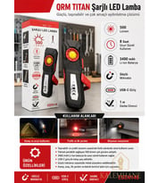 Kalemhane Şarjlı LED Çalışma Lambası – 500 Lümen