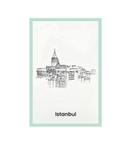 İstanbul – Dekoratif Hediye Not Kartı Ve Kartpostal  10x15 Cm (Sarı-Yeşil-Kahverengi-Beyaz)
