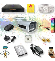 Qromax 1 Kameralı Set - Gece Renkli Gösteren Hareket Algılayan 5MP SONY Lensli 4 Ultra Warm Ledli 1080P FULLHD Güvenlik Kamerası Seti 784W