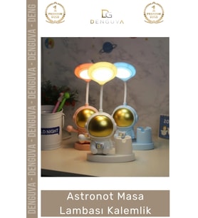 #Kalemlik Dekoratif Çocuk Genç Odası Şık Fonksiyonel Modern Hediyelik Astronot Masa Lambası Kalemlik