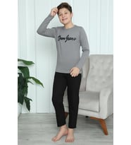 Akbeniz Erkek Çocuk Penye Pijama Takım 20416 (Füme)