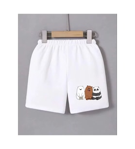 Beli Lastikli Baskılı Mini Şort - Beyaz