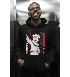 Naruto Uzumaki Jinchuriki Baskılı Unisex Oversize Anime Karakter Hoodie