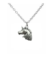Ethereal Grace – Unicorn Figürlü Unisex Kolye (60 cm Zincirli) (Gümüş)