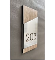 Metal Görünümlü Natural Mdf Kapı Numarası