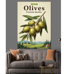 Zeytin Ağacı Dalı Poster Dekoratif Kanvas - Mdf Ahşap Tablo