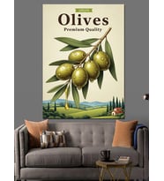 Zeytin Ağacı Dalı Poster Dekoratif Kanvas - Mdf Ahşap Tablo