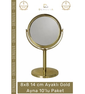 #Ayna Nişan Nikah Hediyelik Dekoratif Masa Üstü Organizasyon Ayaklı Gold Ayna 10'lu Paket
