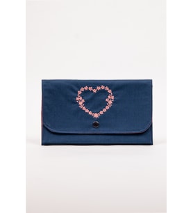 Kadın Cüzdan Nakışlı Kumaş Çıtçıtlı İki Bölmeli 22x13 cm