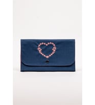 Kadın Cüzdan Nakışlı Kumaş Çıtçıtlı İki Bölmeli 22x13 cm
