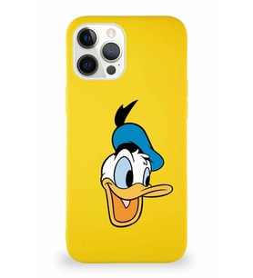 Apple iPhone 12 Pro Max Soft Premier Kapak Donald Duck-A Tasarımlı Silikon Kılıf - Sarı (Şeffaf)