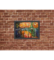 Ahşap Kendinden Çerçeveli Tablo - Afremov - Aşk Yolu Yağlı Tablo, Standart - 20x28cm (Çok Renkli)