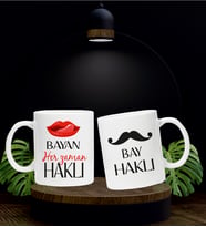 KİŞİYE ÖZEL 2Lİ BASKILI KUPA BARDAK BAY BAYAN HAKLI