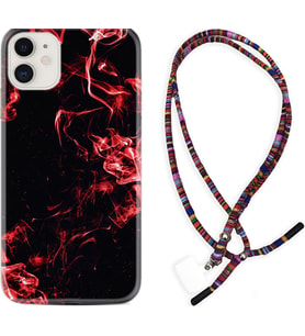 Apple iPhone 11 12 13 Mini Kılıf Boyun Asklı Rasta Silikon Red Smoke 1745