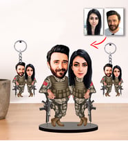 Kisiye Özel Karikatür Asker Çift Biblo