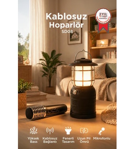 Torima Bluetooth Hoparlör Mikrofonlu Nostaljik Fener Tasarımlı Speaker SD08 Siyah