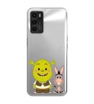 Oppo A16 / A55 Uyumlu Shrek ve Eşek Tasarımlı Şeffaf Telefon Kılıfı