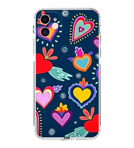 PrintiFy iPhone 11 ile Uyumlu Retro Color 3  Kamera Korumalı Şeffaf  Kılıf