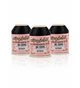 3 Adet Altınbaşak Oya ve Dantel İpi 20 gr - No: SİYAH