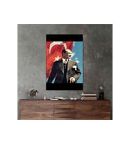ATATÜRK TÜRKBAYRAĞI TABLO KANVAS DUVAR DEKARASYON CANVAS DUVAR SÜSÜ ÖLÇÜ SEÇMEYİ UNUTMAYINIZ :) (Siyah)