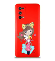 Realme 7 Pro Soft Premier Kapak Vespagirl Tasarımlı Silikon Kılıf - Kırmızı (Şeffaf)